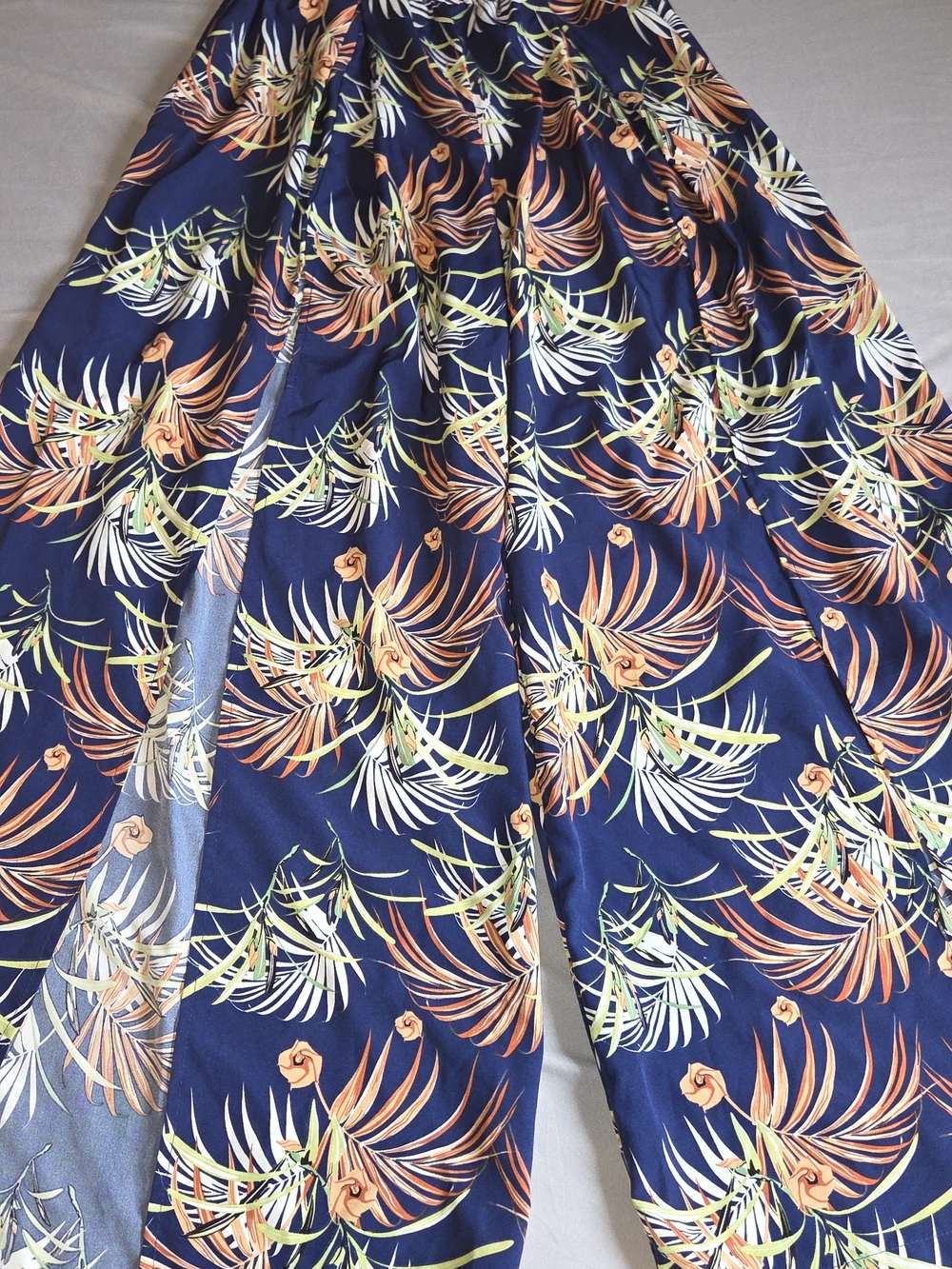 SHEIN Navy Tropical Floral Wide-Leg Jumpsuit